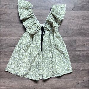 Green Floral Ruffle mini dress
